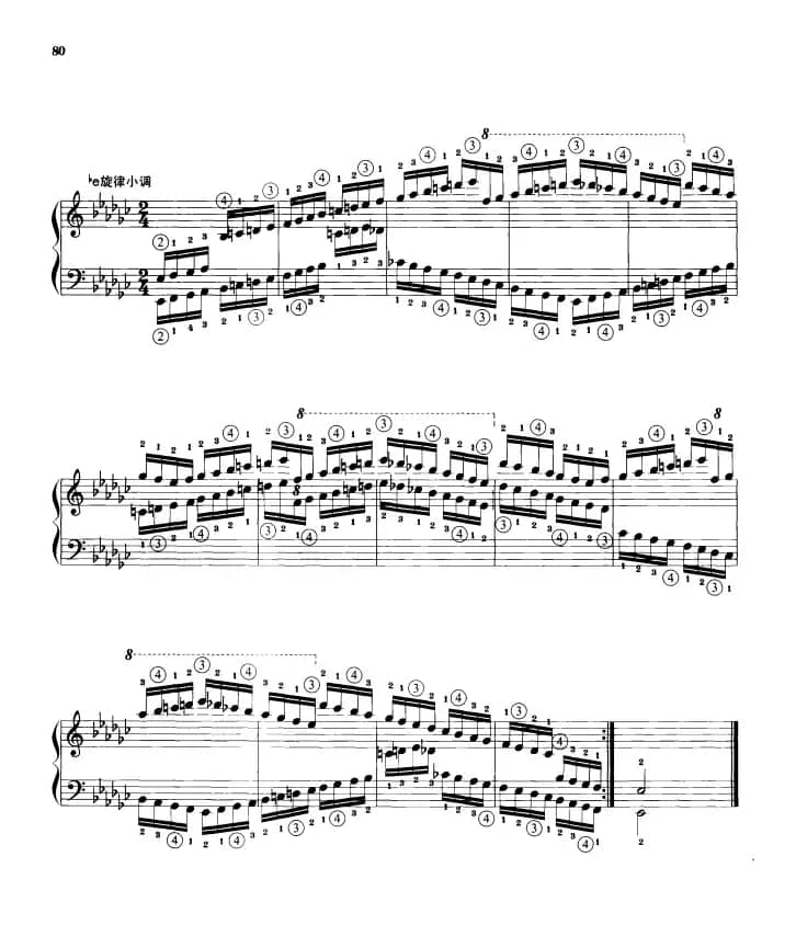 钢琴音阶练习：反向四个八度