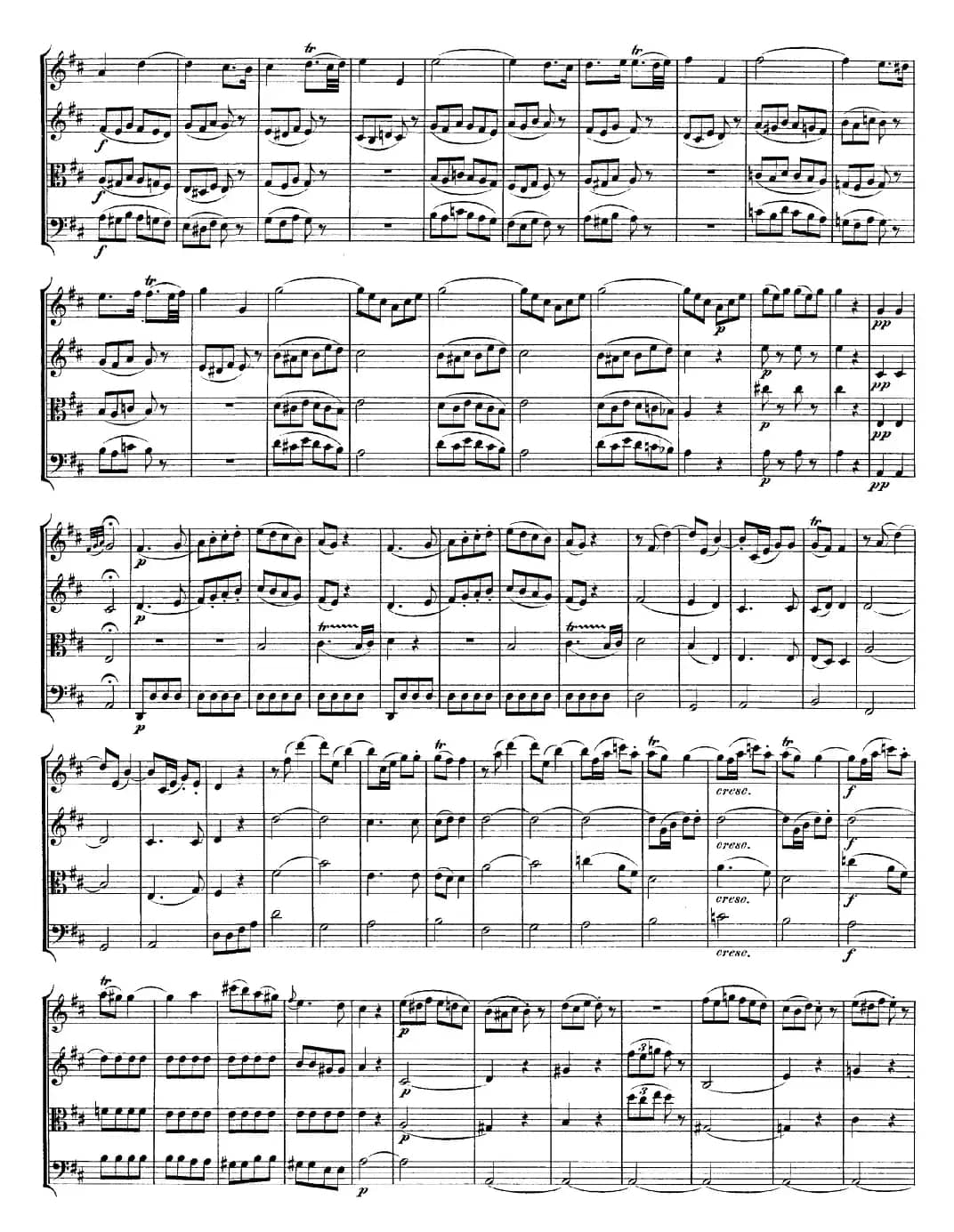 Mozart《Quartet No.20 in D Major,K.499》（总谱）