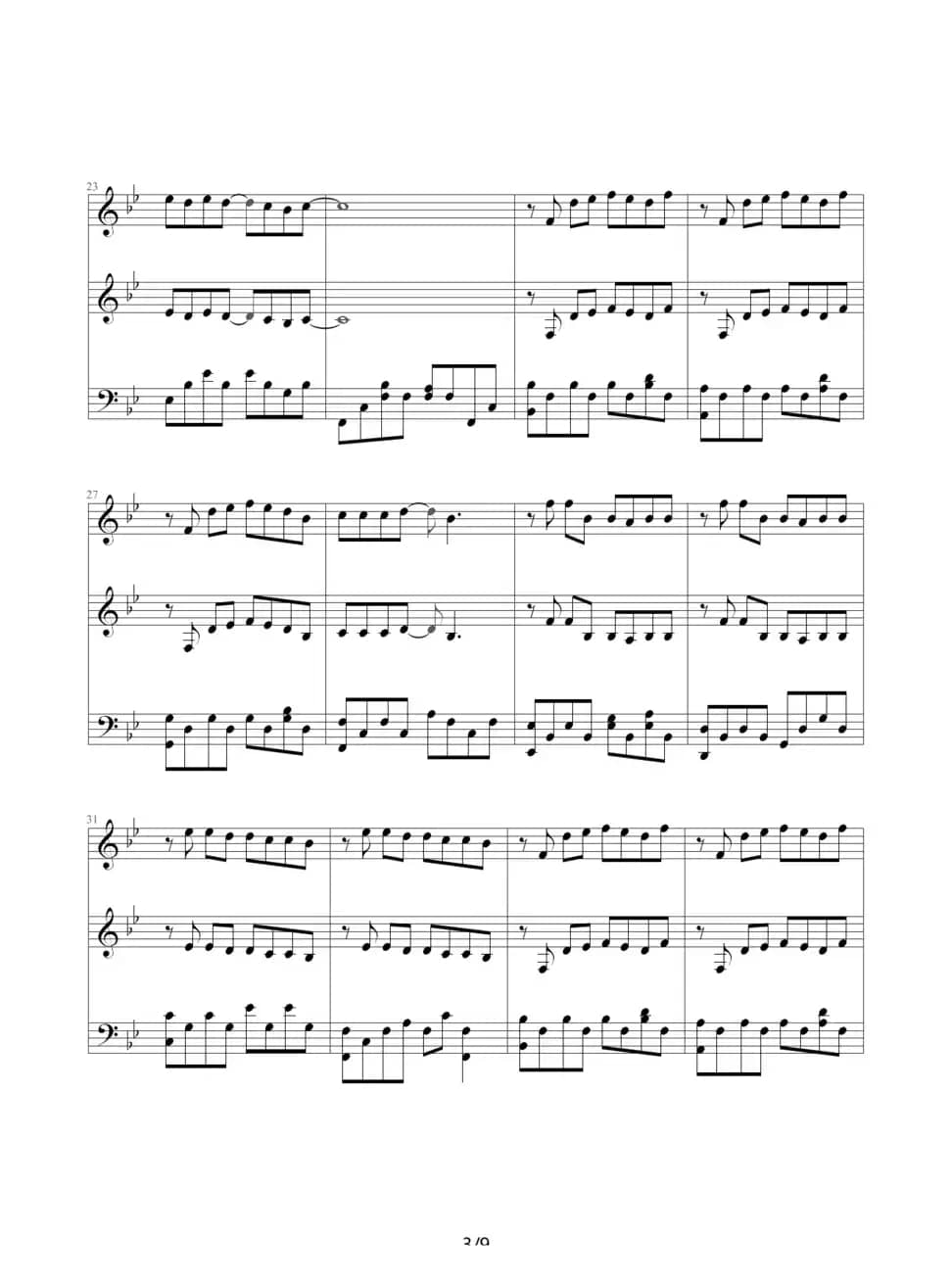 安静（钢琴伴奏谱）