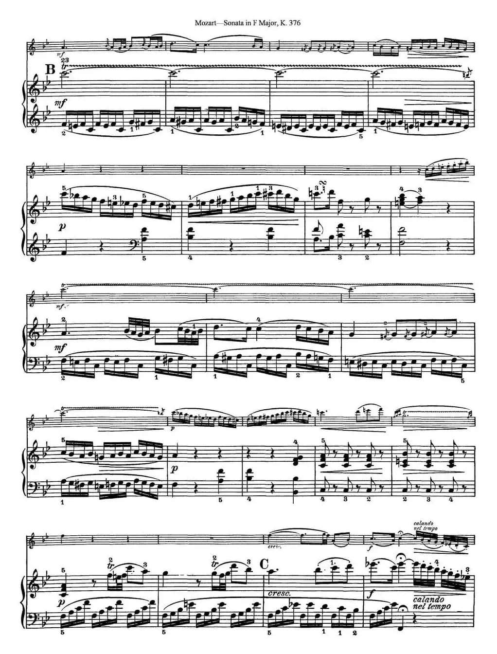 Violin Sonata in F Major K.376（小提琴+钢琴伴奏）