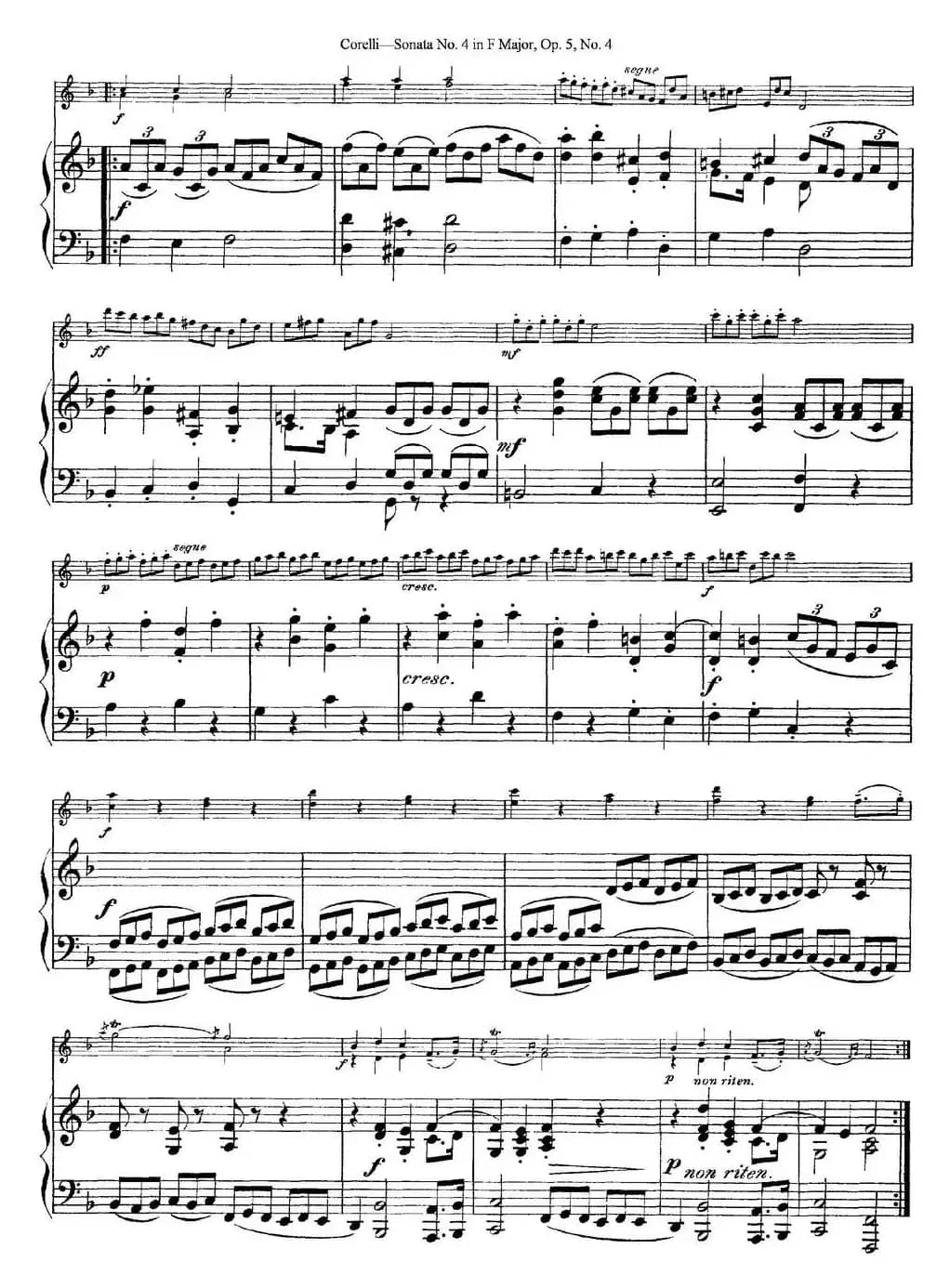 Sonata No.4 in F MajorOp.5 No.4（小提琴+钢琴伴奏）