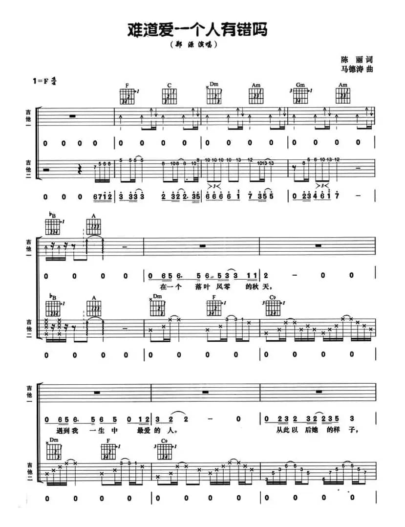 难道爱一个人有错么（双吉他）