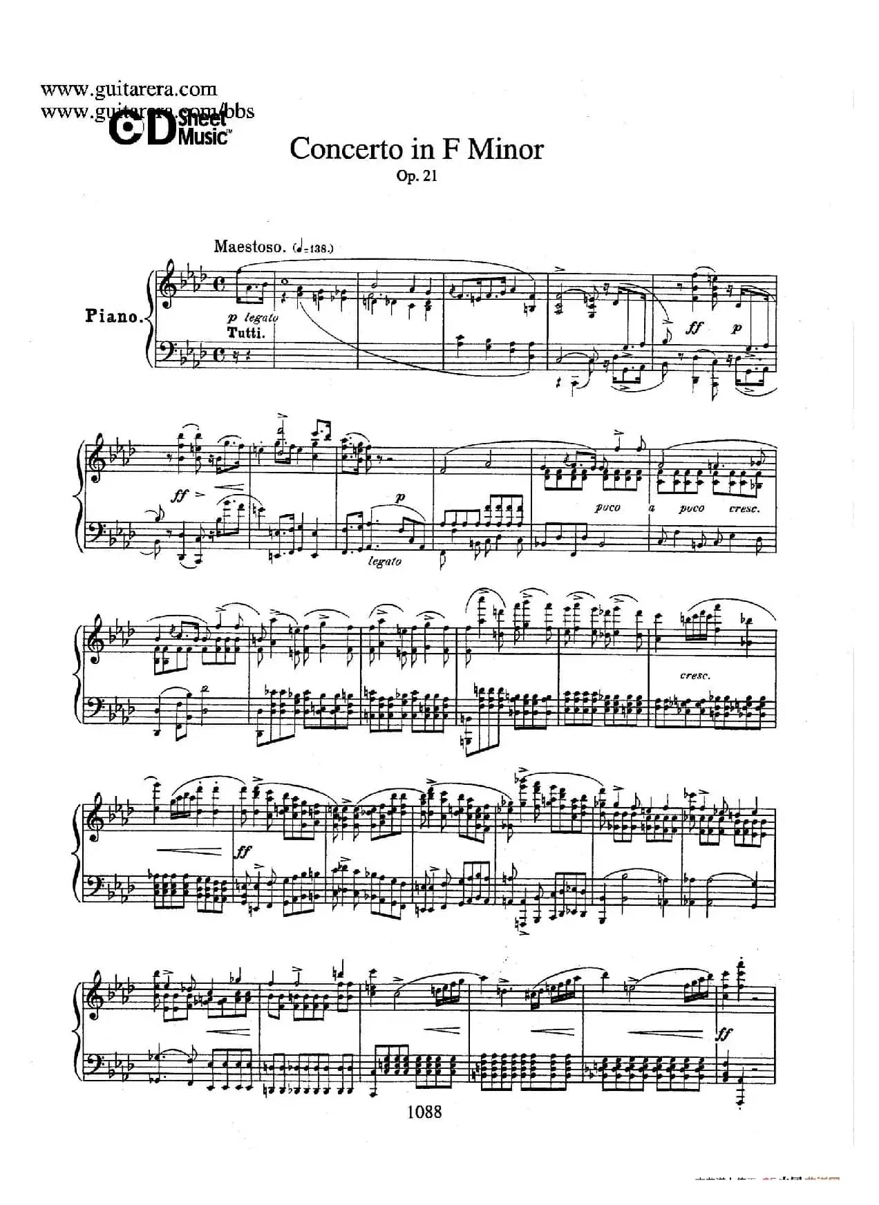 Piano Concerto No.2 in f Minor Op.21(f小调第二钢琴协奏曲·钢琴独奏版)