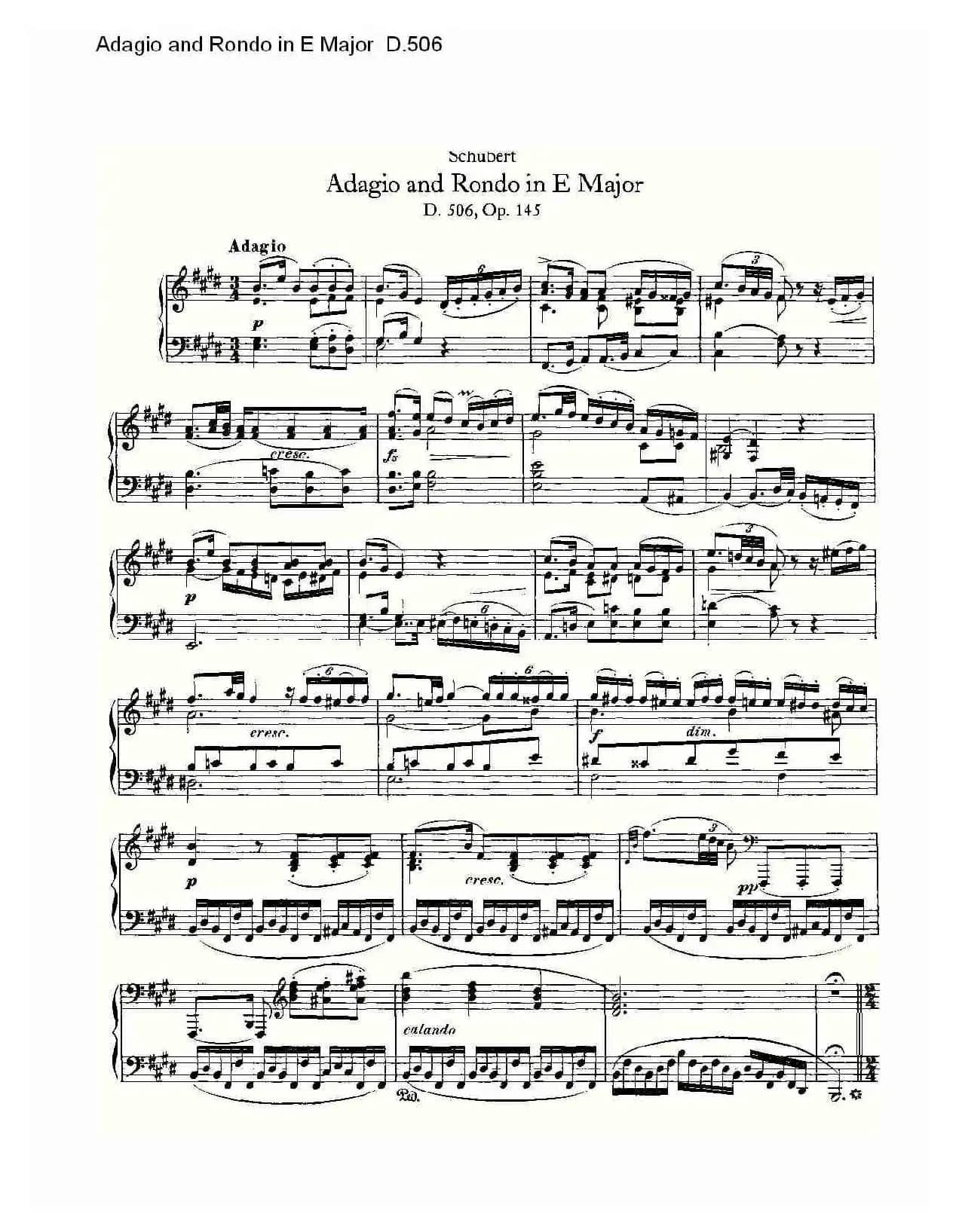 Adagio and Rondo in E Major D.506（E大调柔板回旋曲 D.506）