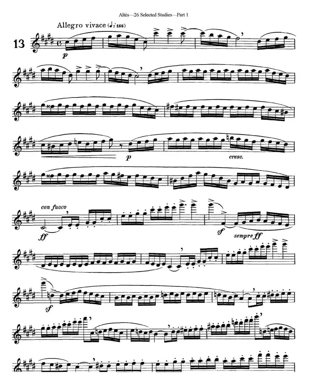 阿尔泰斯26首精选长笛练习曲（NO.13）