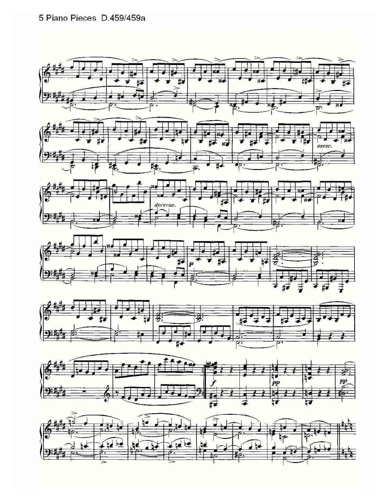 5 Piano Pieces D.459/459a(钢琴五联奏D.459/459a)