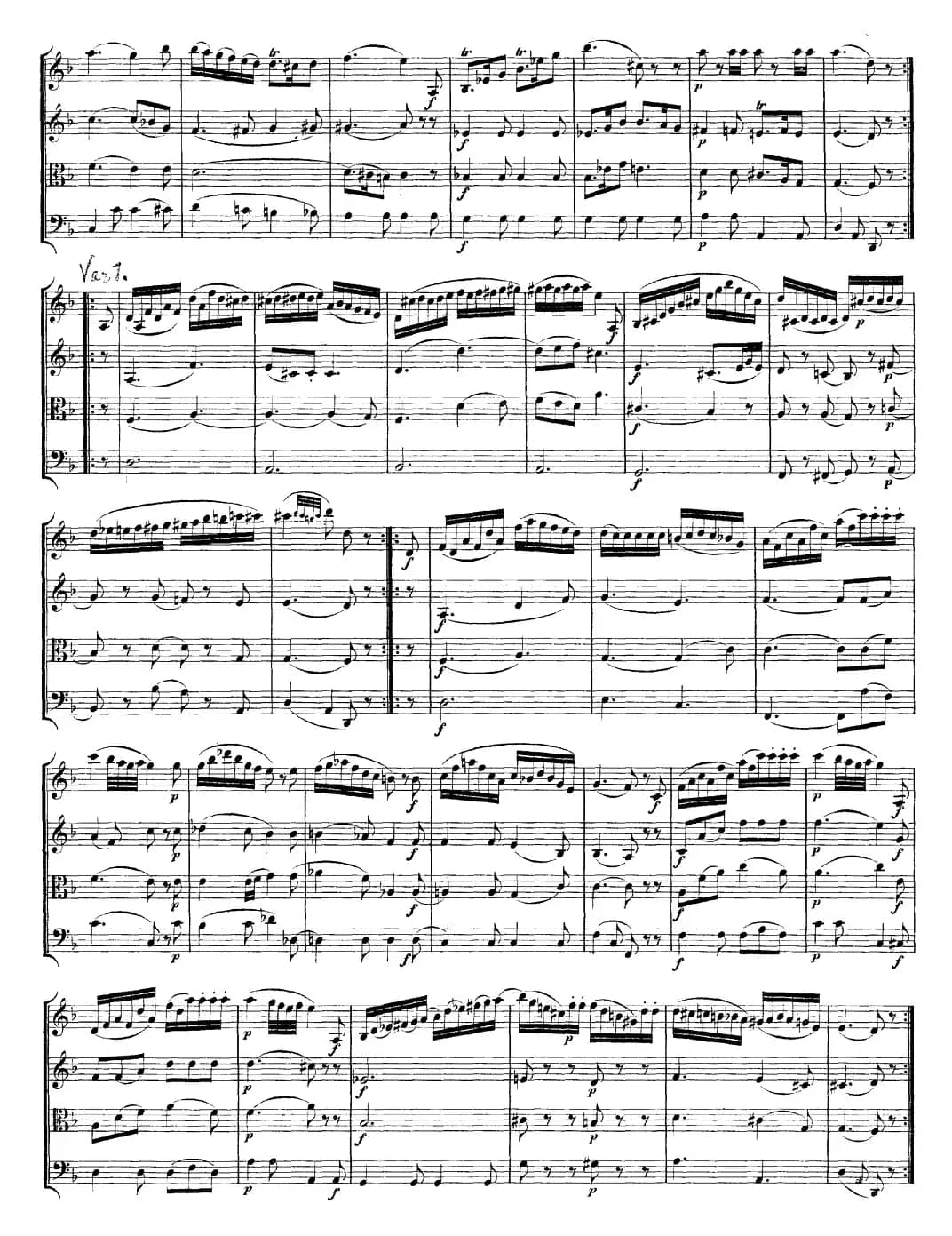 Mozart《Quartet No.15 in D Minor,K.421》（总谱）