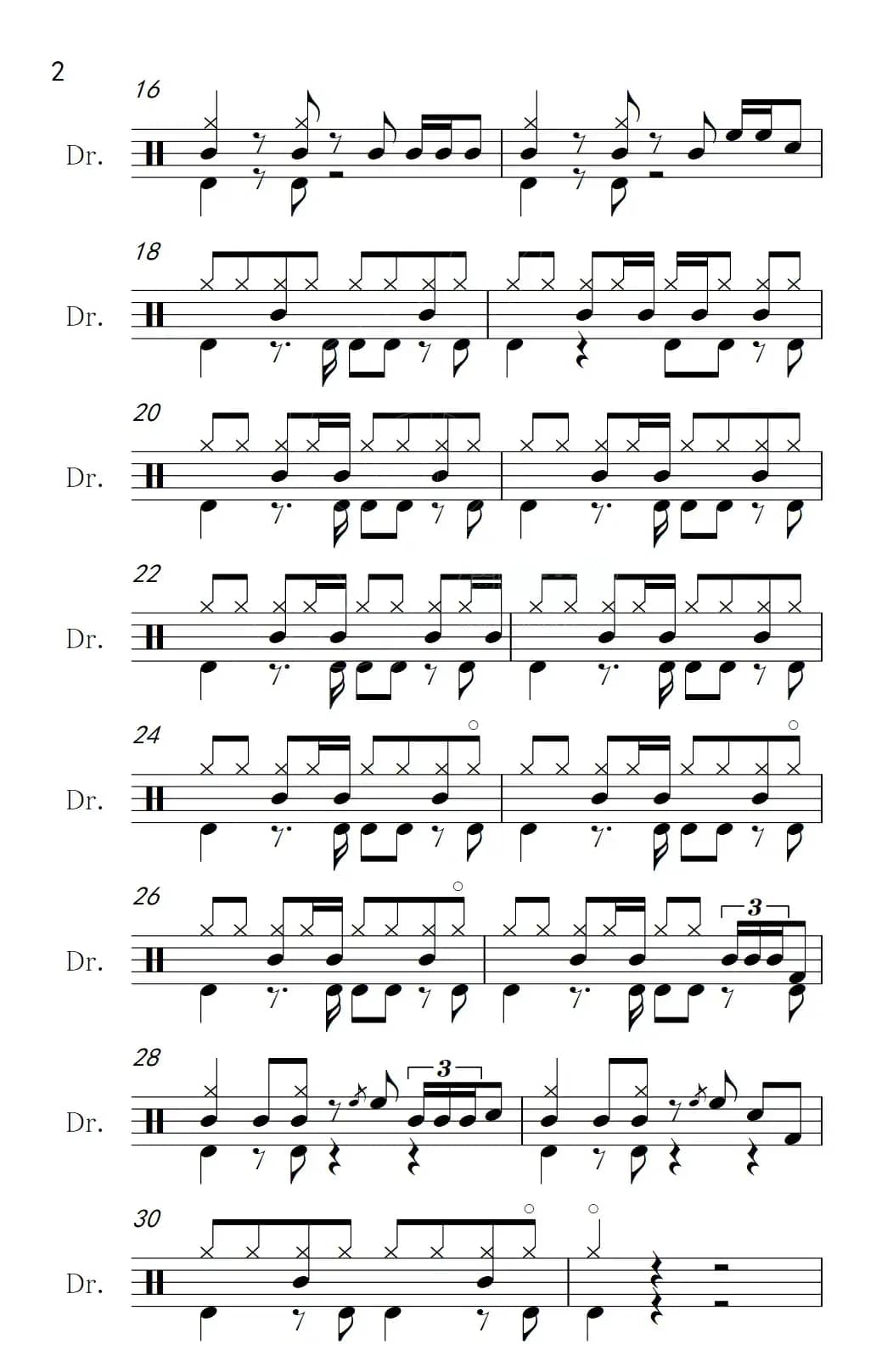 昨日重现（架子鼓谱）