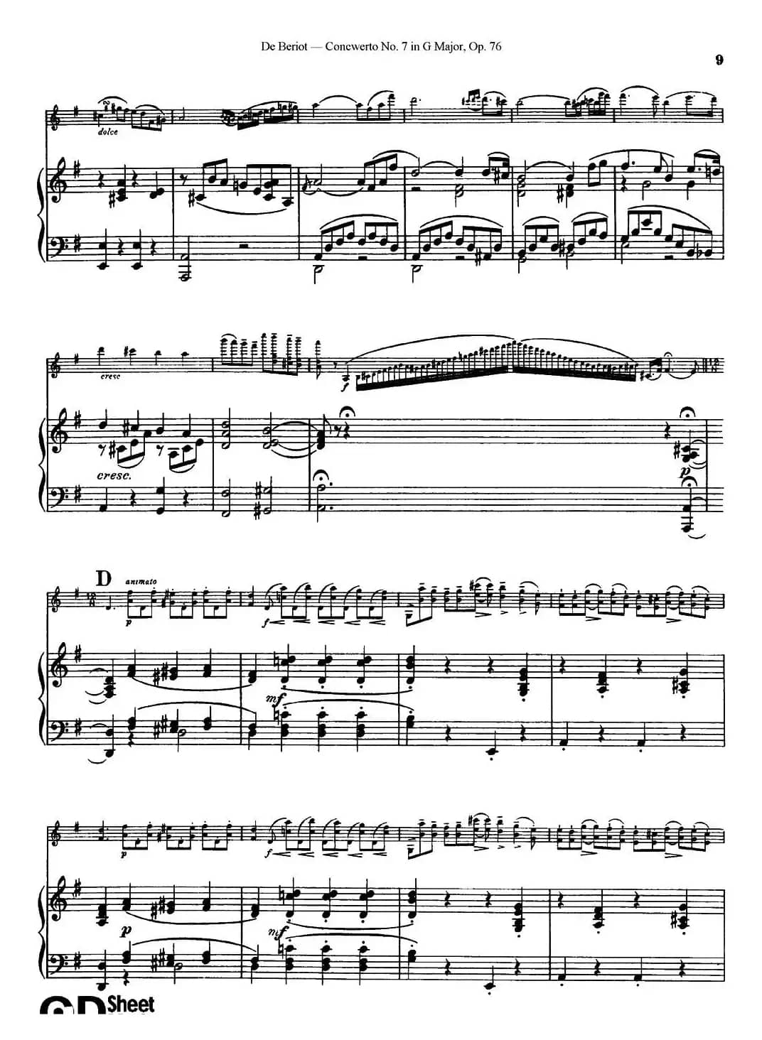 G大调第七协奏曲（Concerto No.7 in G Major）Op.76（小提琴+钢琴伴奏）