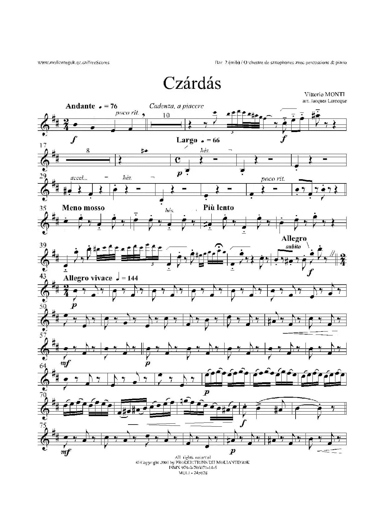 Czardas 查尔达斯（15重奏）（3支上低音萨克斯）