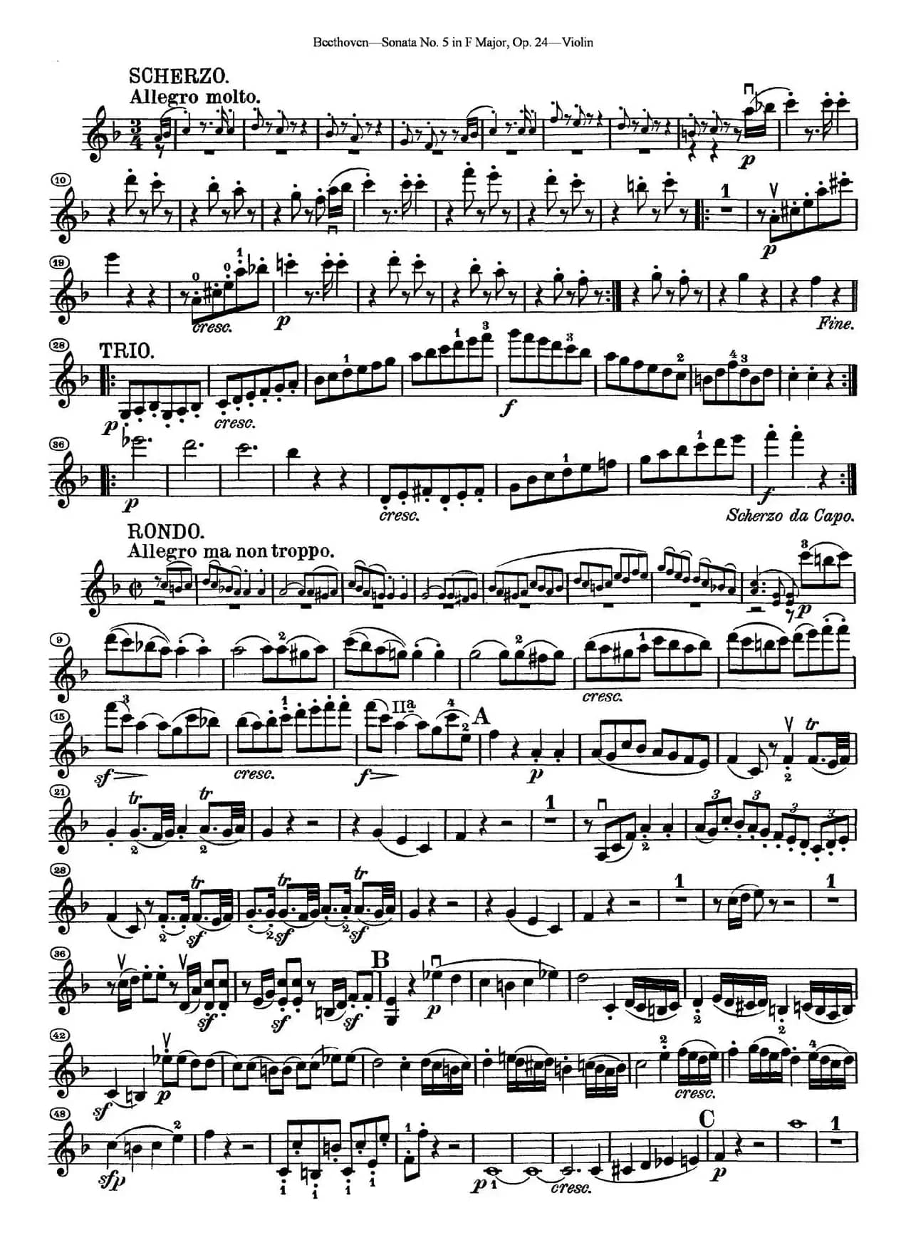 Sonata No.5 in F Major Op.24（F大调第五小提琴奏鸣曲）
