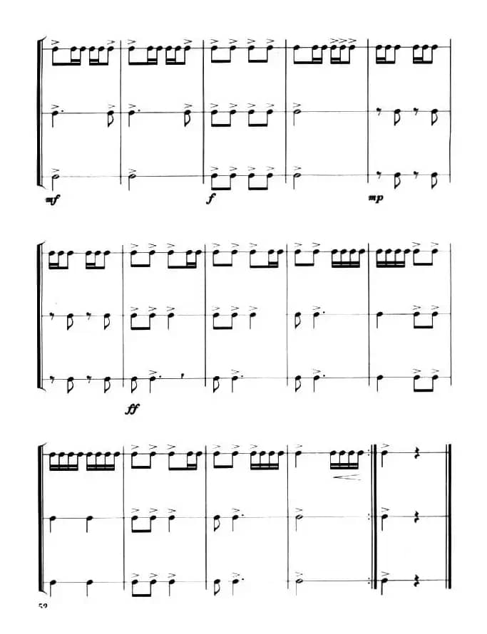 队列进行曲（曲一—五）（军鼓谱）