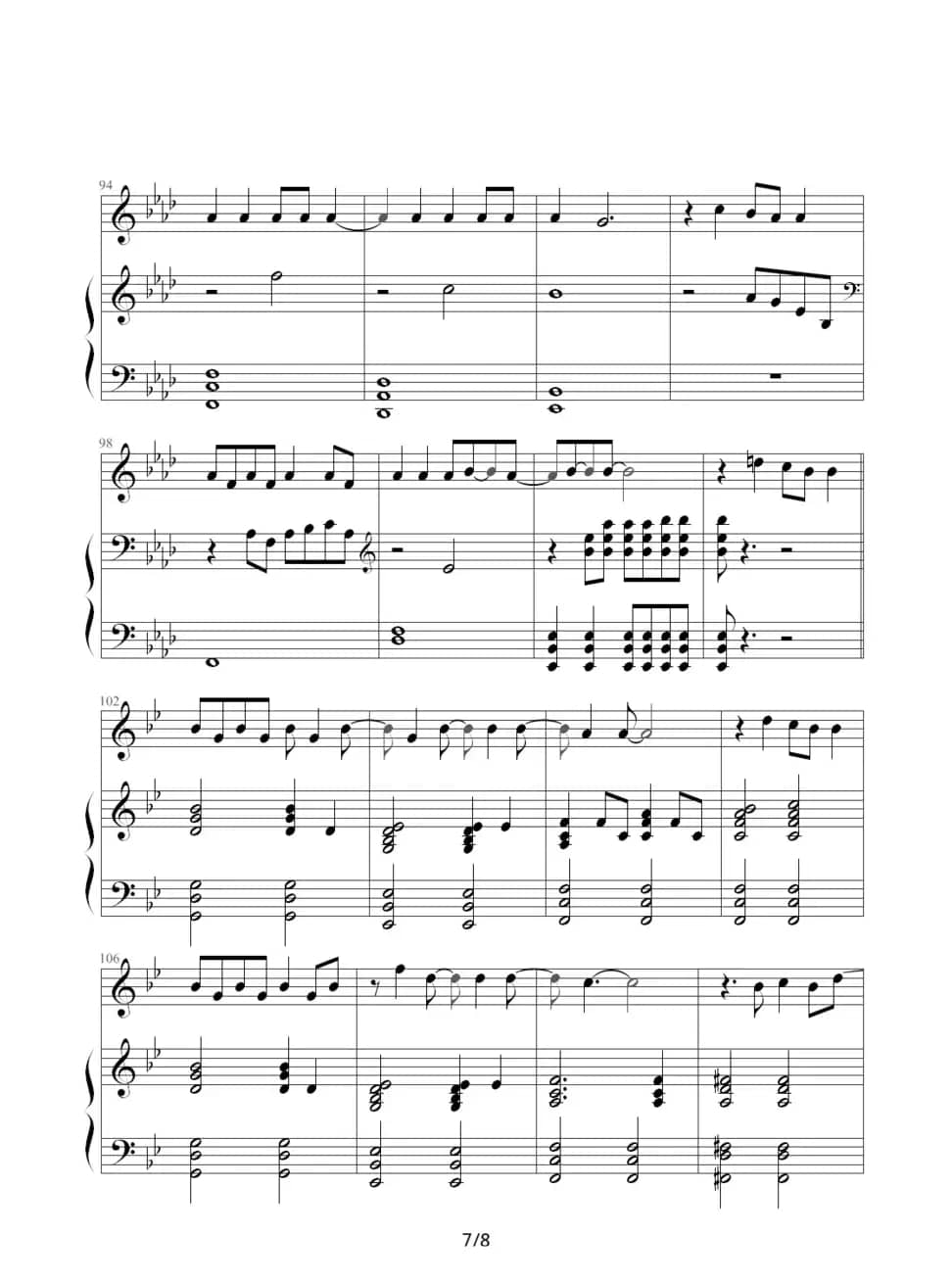 because of you（韩剧《冬季恋歌》插曲）（钢琴伴奏谱）