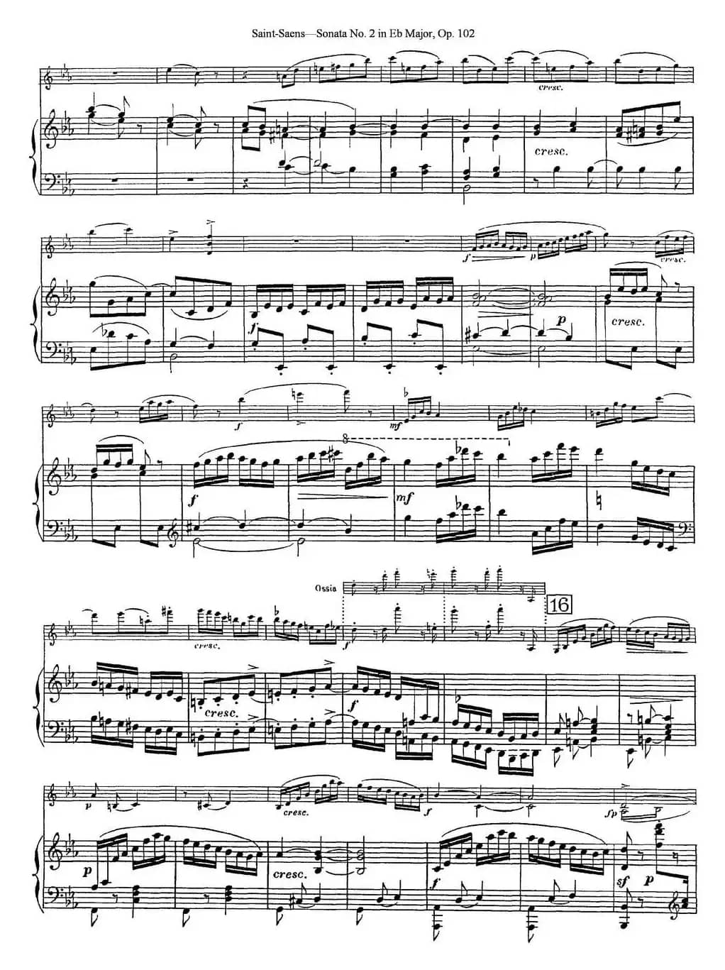 Violin Sonata No.2 in Eb Major Op.102（小提琴+钢琴伴奏）