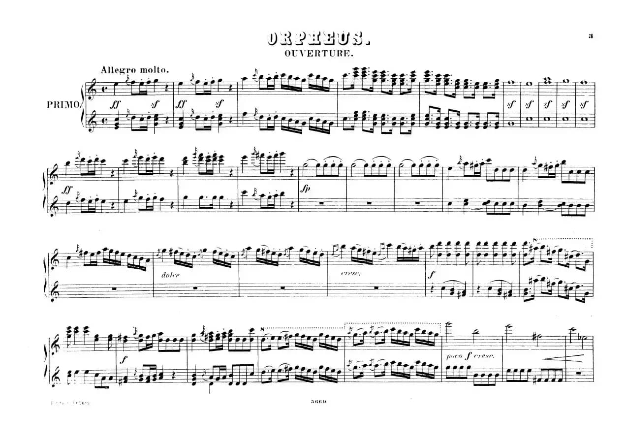 Overture（选自歌剧《奥菲欧与犹丽狄茜》）（四手联弹）