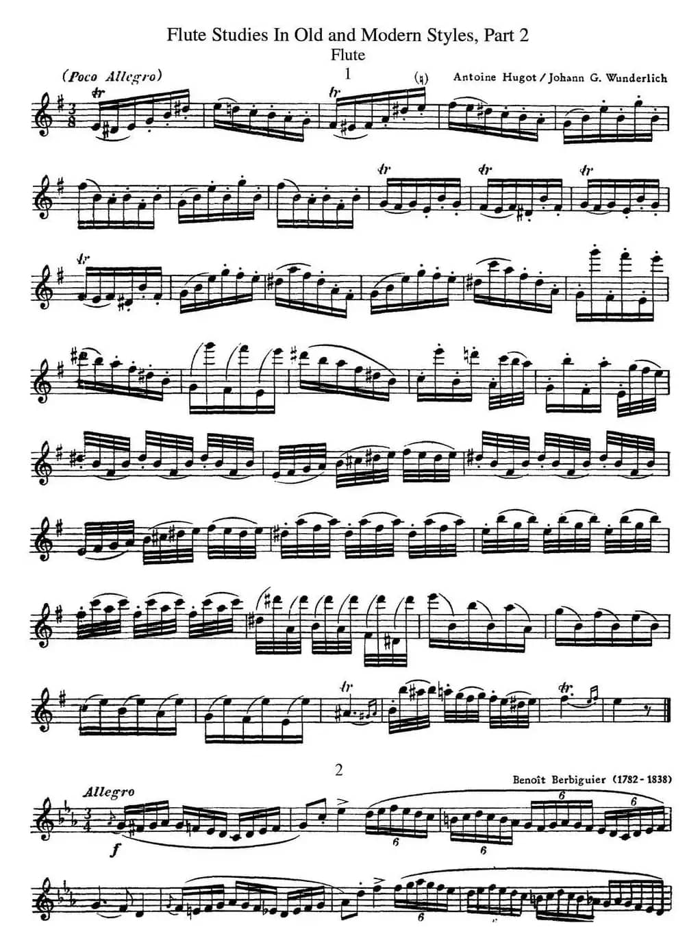 斯勒新老风格长笛练习重奏曲（第二部分）（NO.1-NO.2）