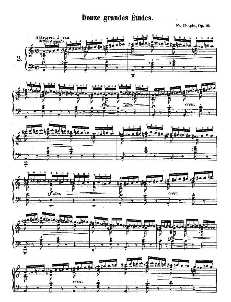 肖邦钢琴练习曲，Op.10之二