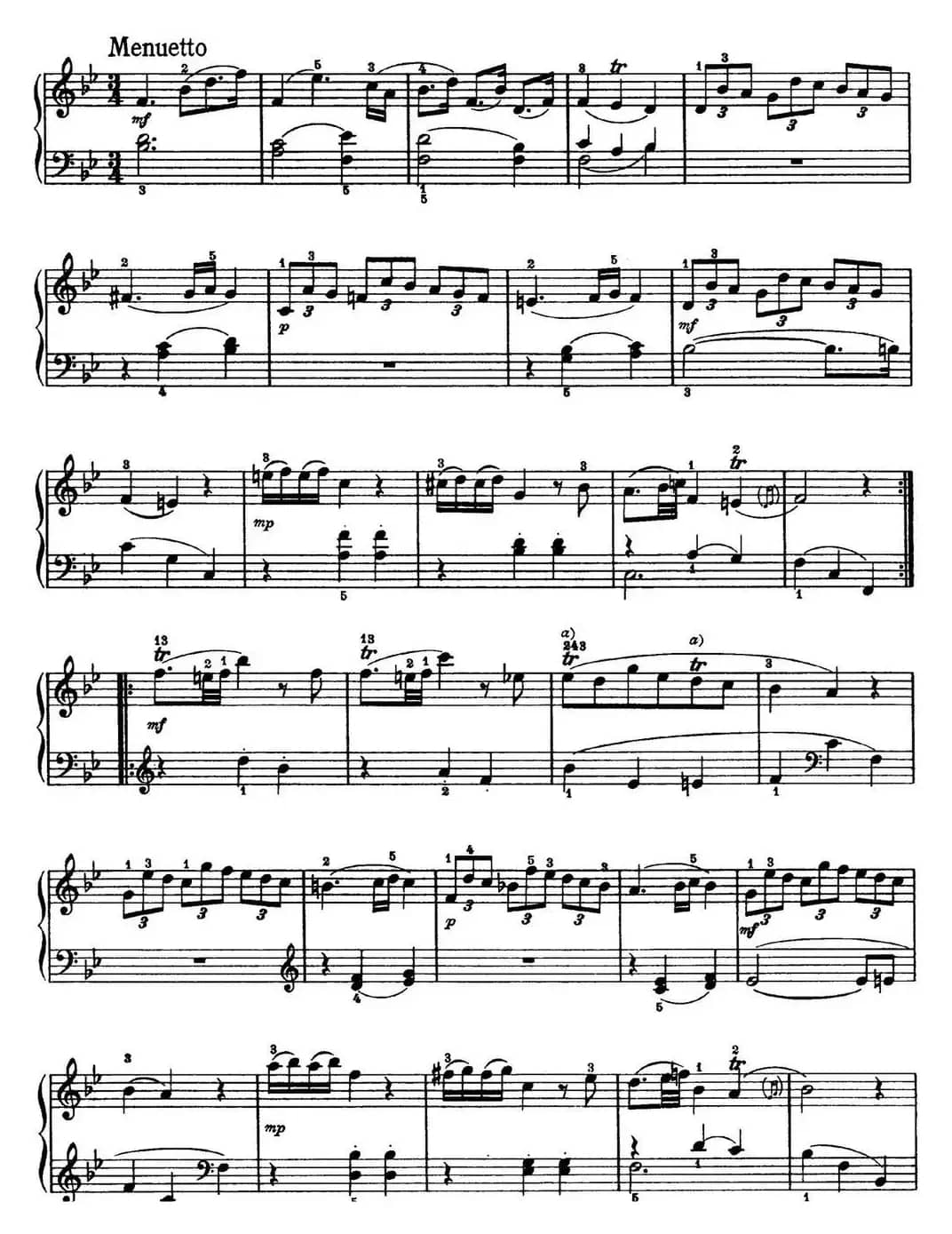 海顿 钢琴奏鸣曲 Hob XVI 2 Partita B-flat major