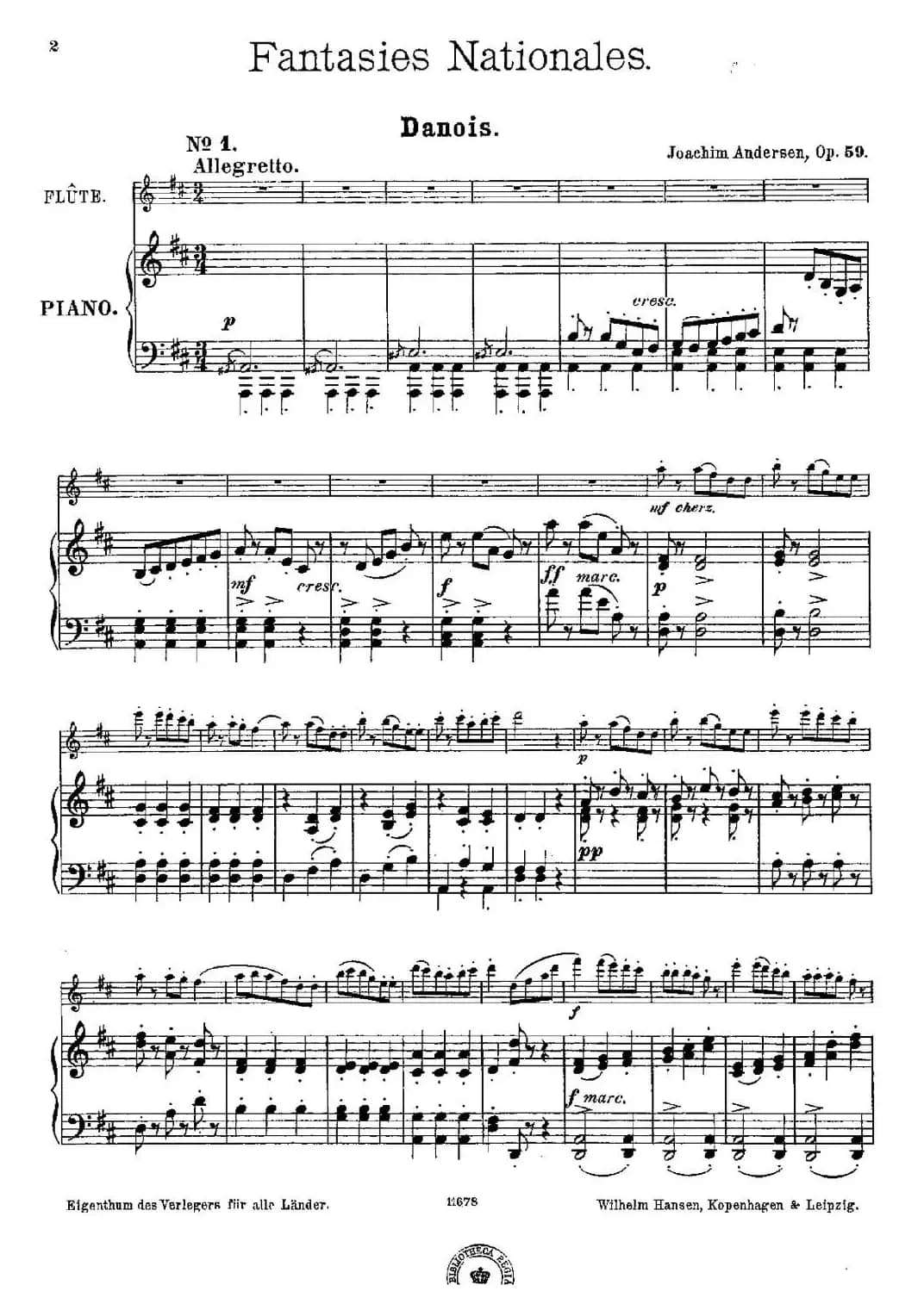 Fantaisies nationales. Danois. （Op.59 No.1）（长笛+钢琴伴奏）