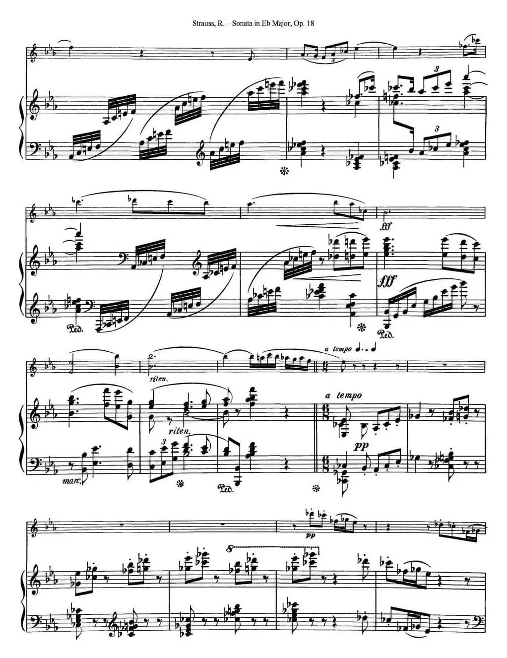 Violin Sonata in Eb Major Op.18（小提琴+钢琴伴奏）