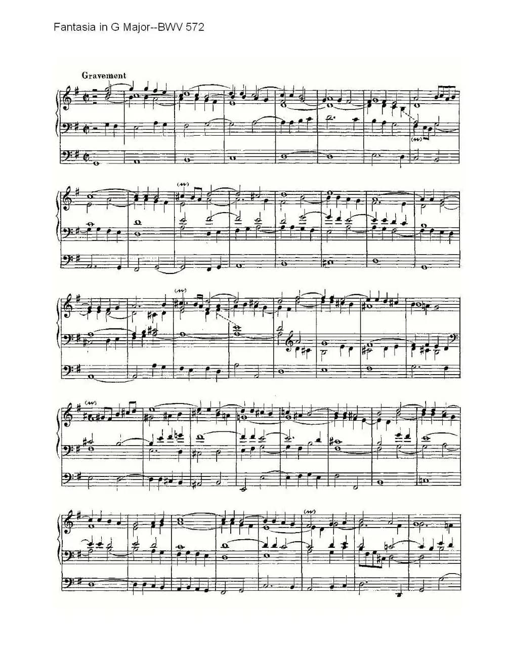 Fantasia in G Major--BWV 572 （管风琴谱）