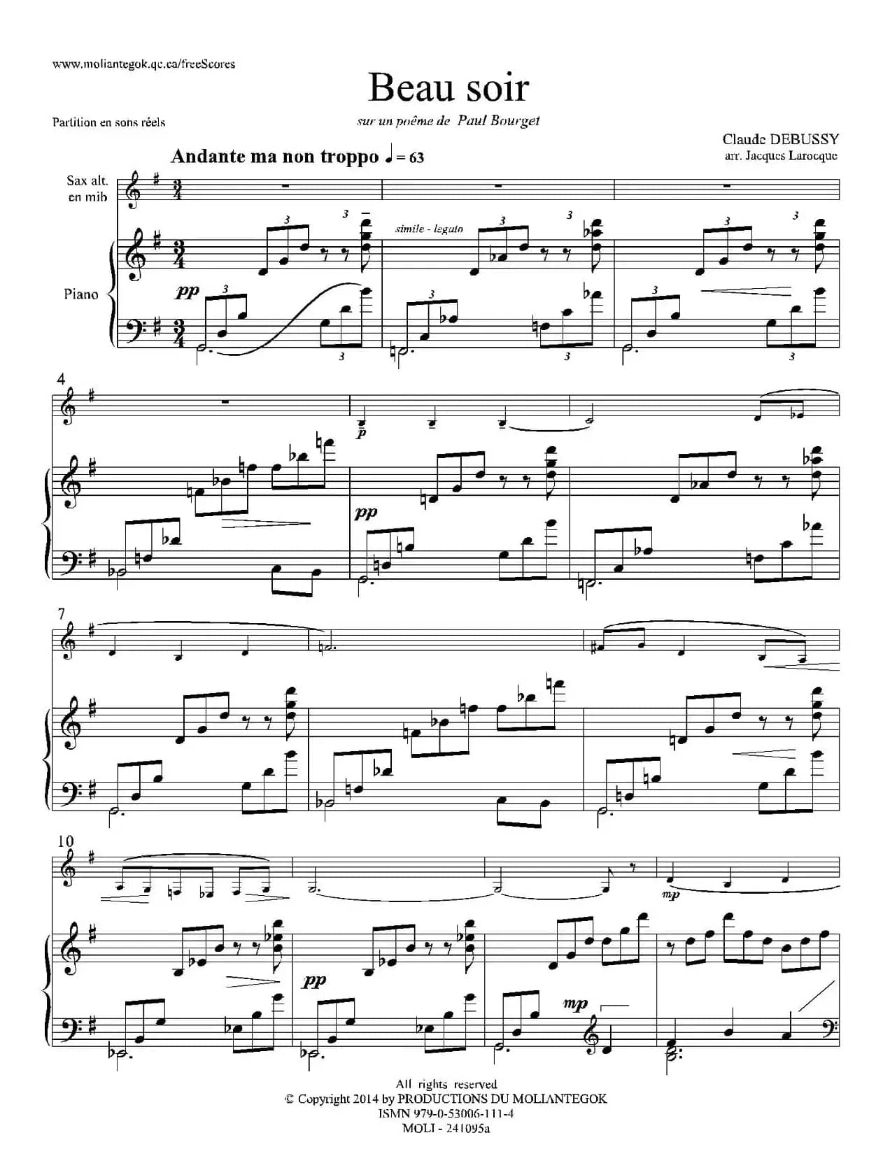 美丽的黄昏（1=G中音萨克斯+钢琴伴奏）