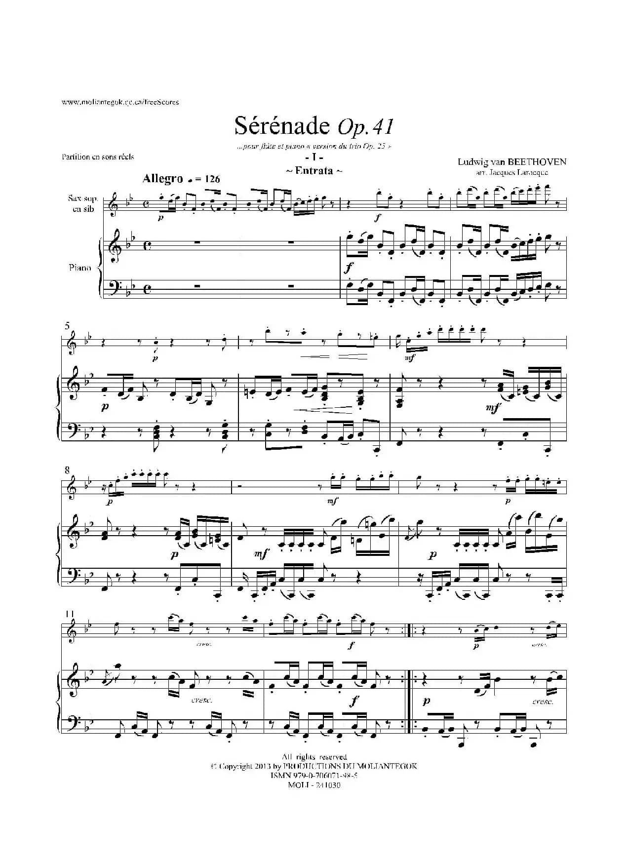 小夜曲 Op.41（高音萨克斯+钢琴伴奏）