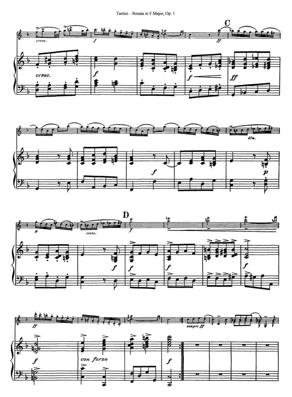 Violin Sonata in F Major Op.1（小提琴+钢琴伴奏）