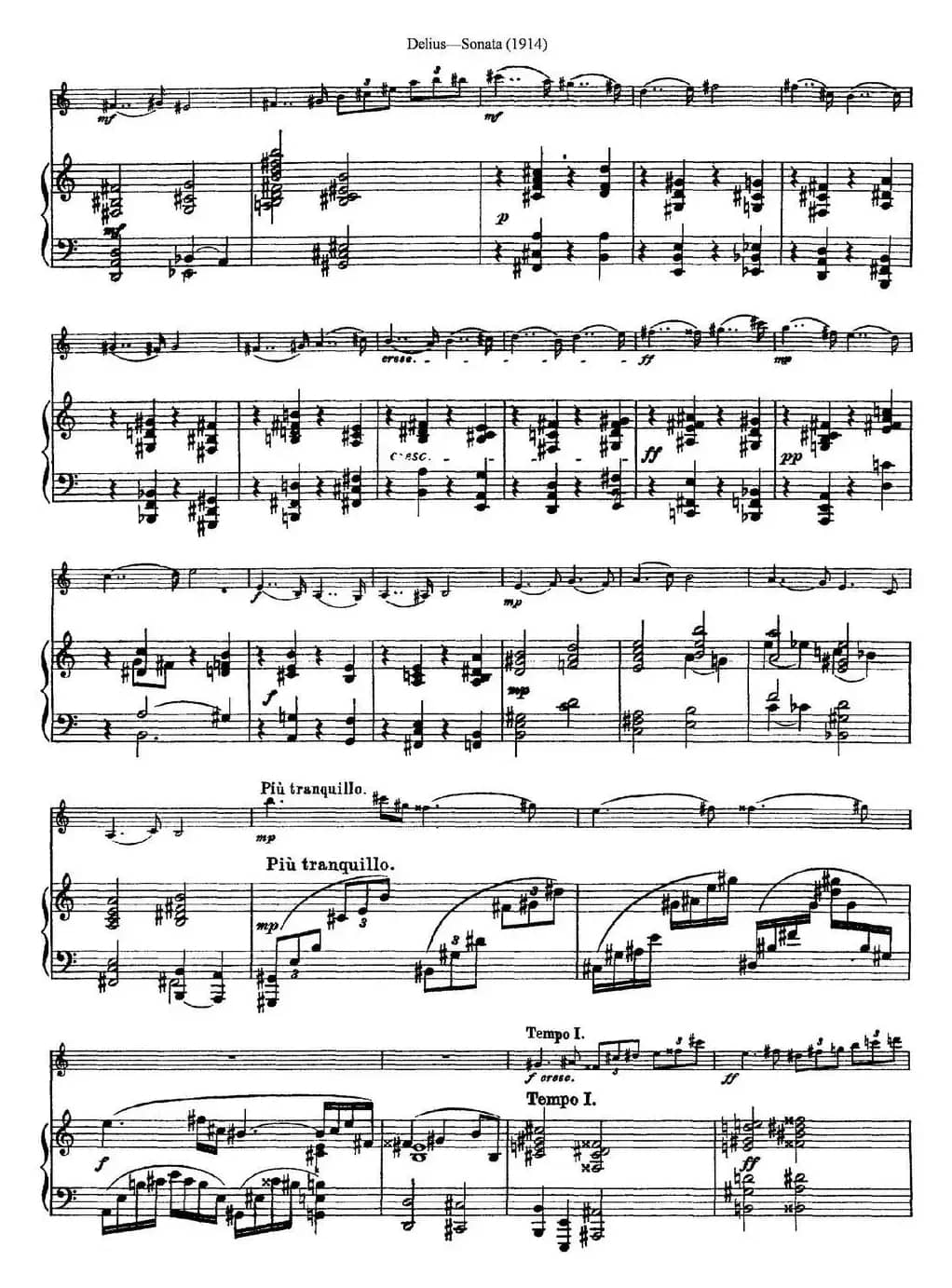 Delius Sonata（小提琴+钢琴伴奏）