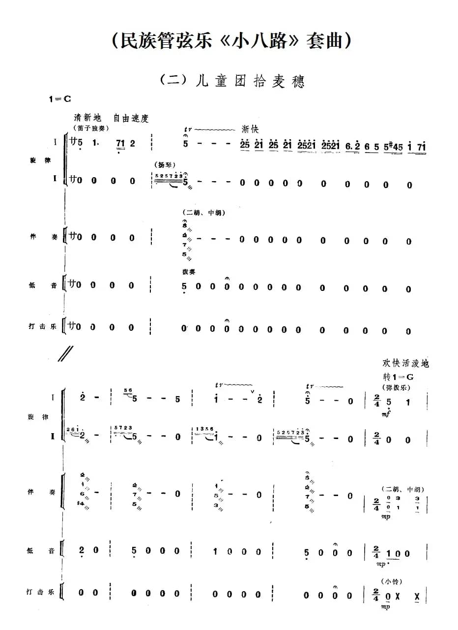 二、儿童团拾麦穗（民族管弦乐《小八路》套曲）