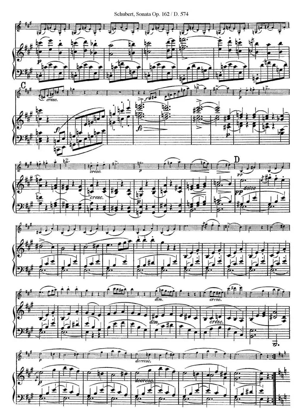 Violin Sonata in A major Op.162 D.574（小提琴+钢琴伴奏）
