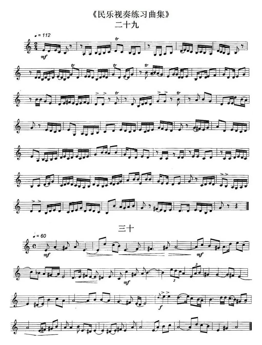 民乐视奏练习曲集（29—32）