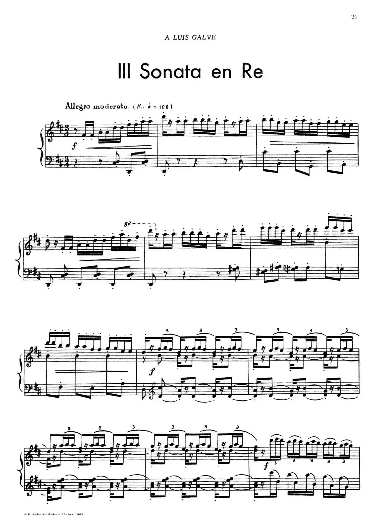 5首卡斯蒂利亚奏鸣曲（Ⅲ sonata en Re）