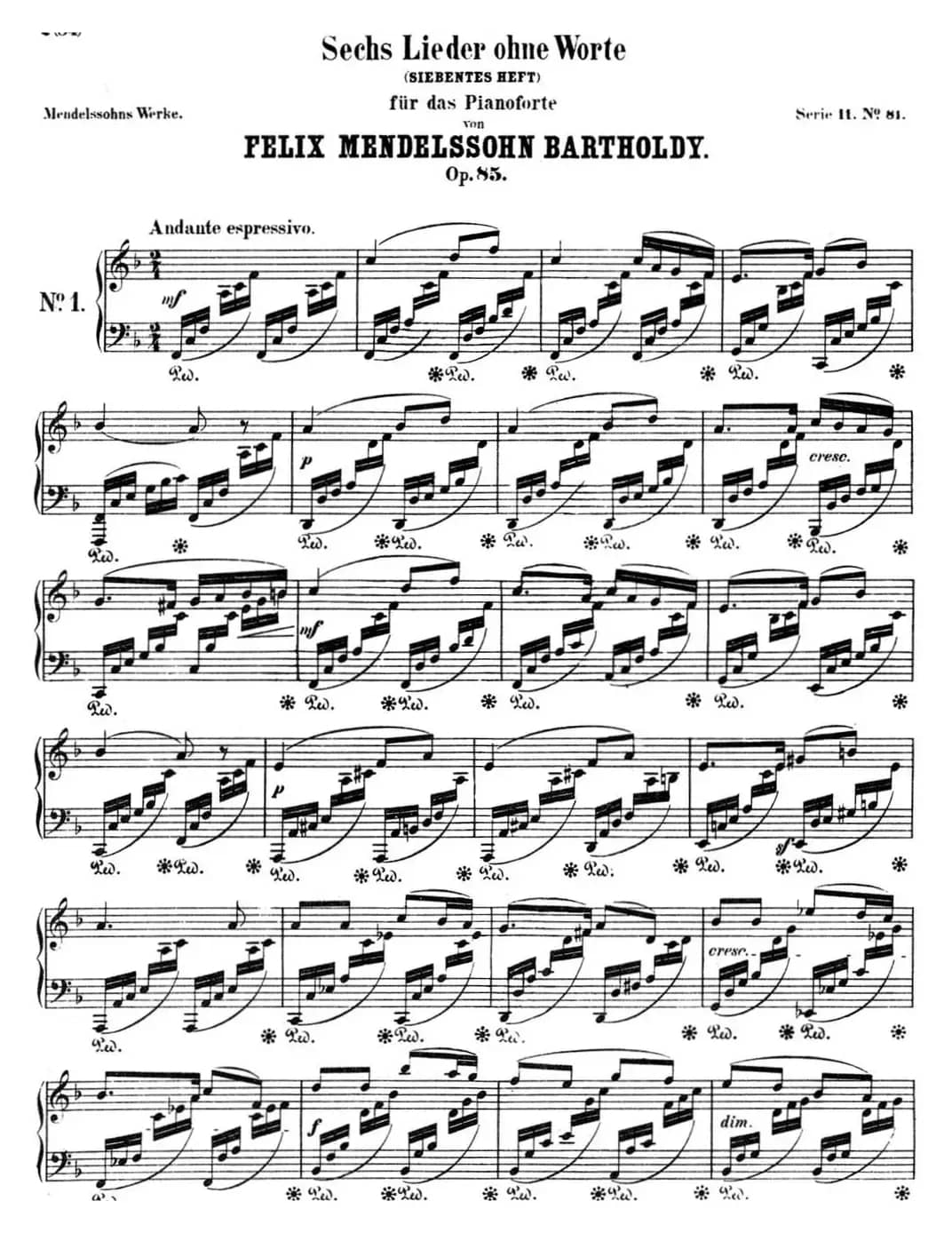 门德尔松无词歌Op.85（NO.1）