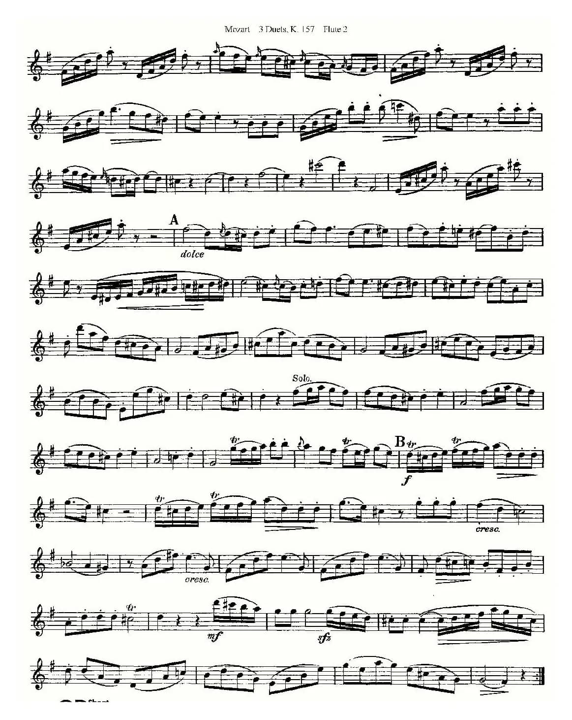 3 Duets K.157 之第二长笛（二重奏三首 K157号）