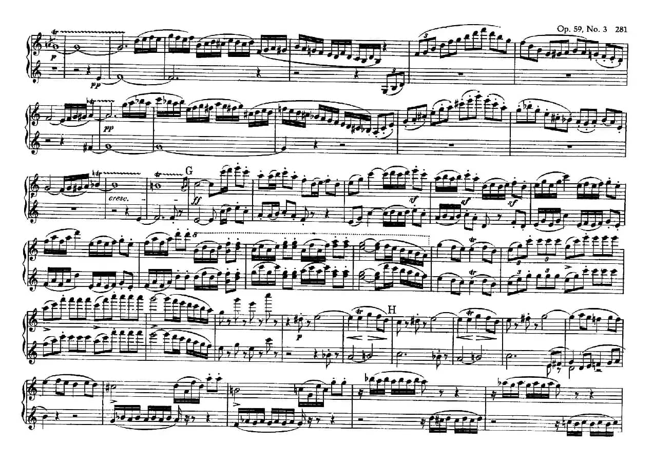 String Quartet No.9 in C Major Op.59-3 - 4 Hands（C大调第九弦乐四重奏·四手联弹）