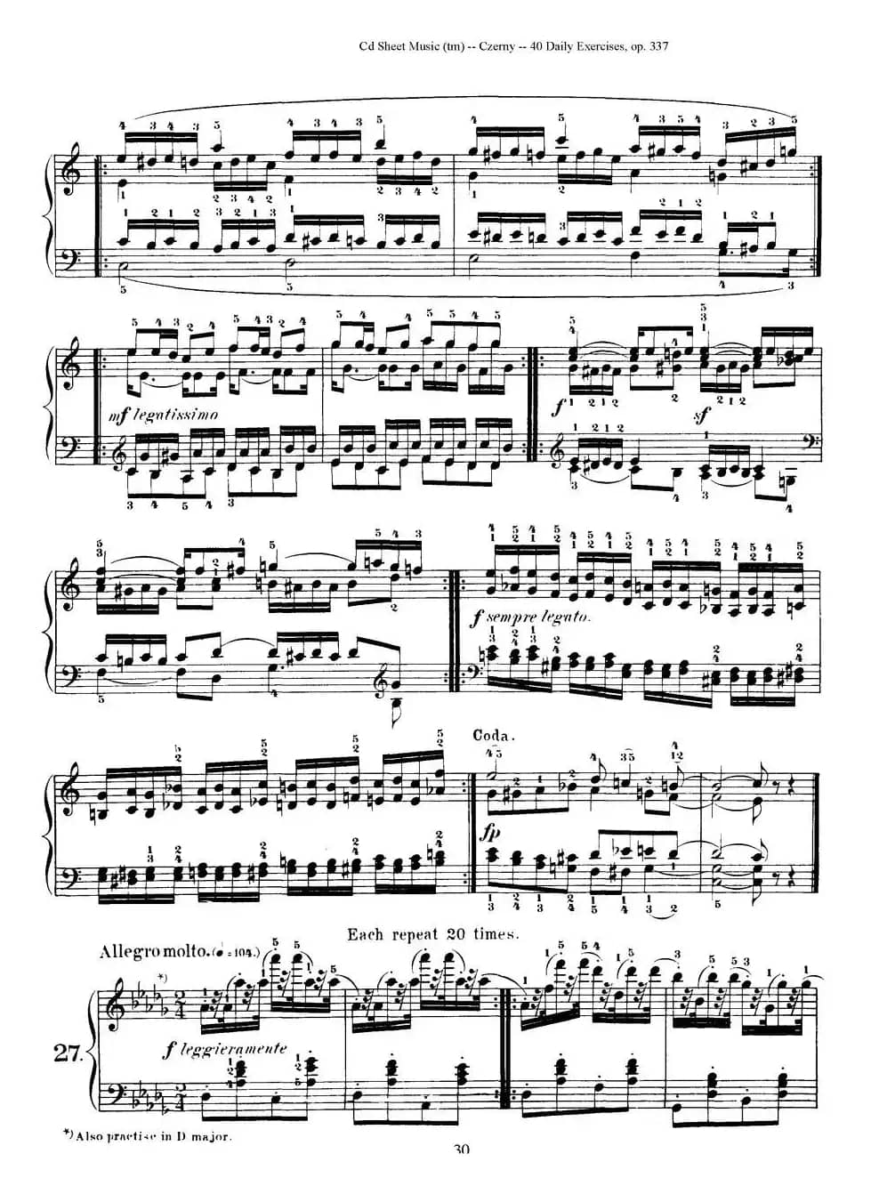 Czerny - 40 Daily Exerci Op.337（25—30）（40首日常训练曲）