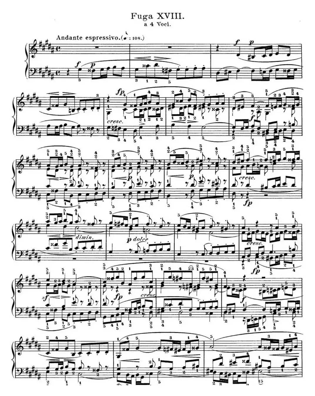 巴赫《平均律钢琴曲集·第一卷》之赋格曲（NO.18）