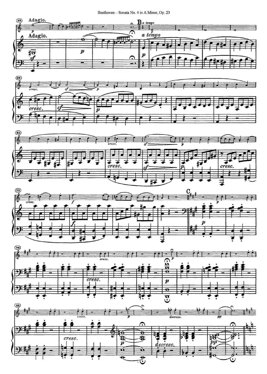 Violin Sonata No.4 in A Minor Op.23（小提琴+钢琴伴奏）
