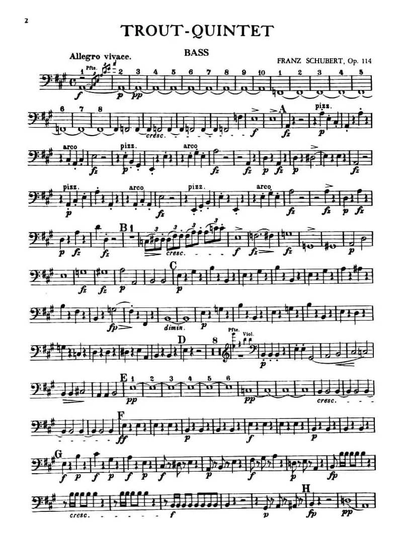 TROUT QUINTET（鳟鱼五重奏）（BASS分谱）