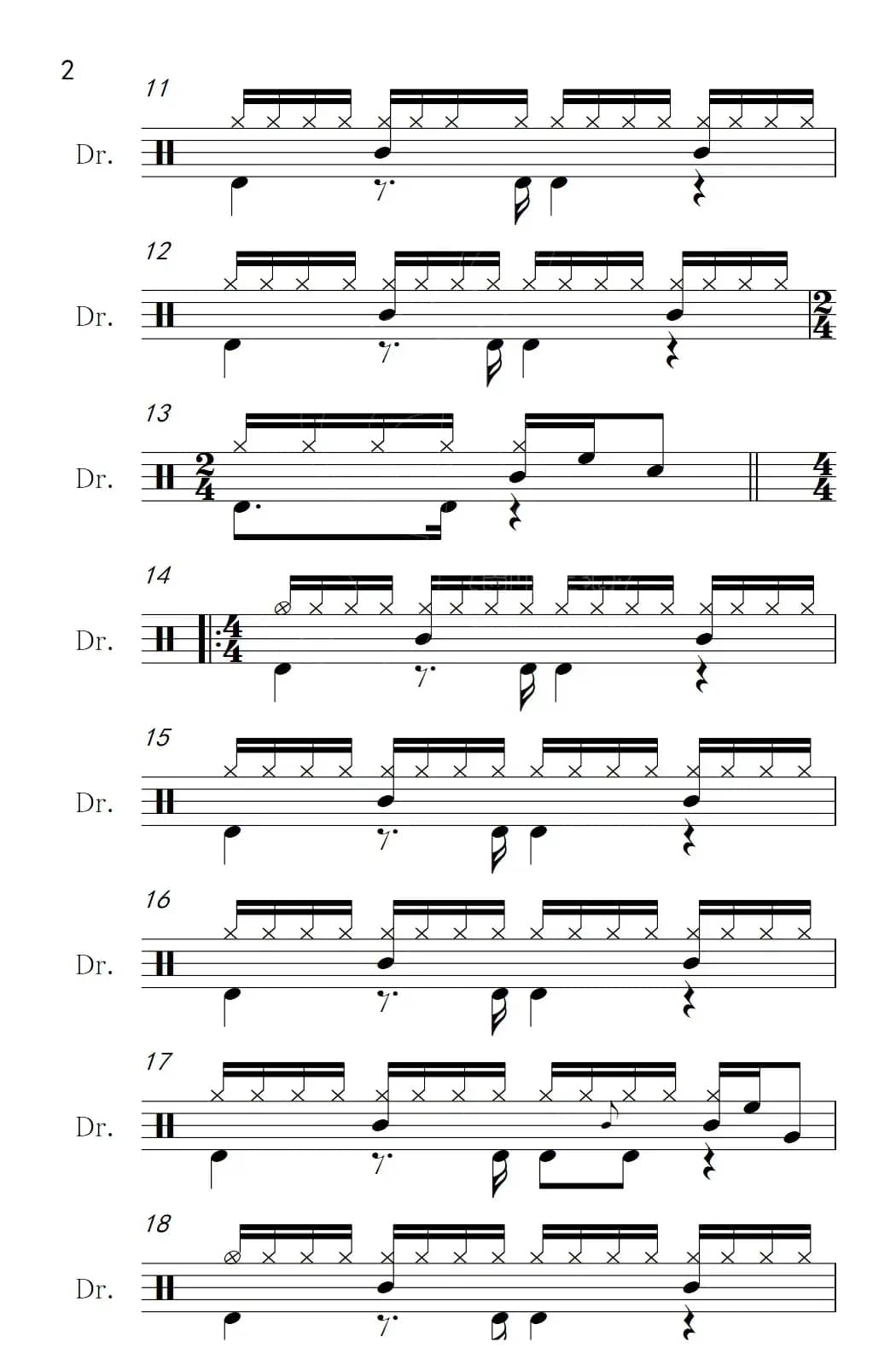 想唱就唱（架子鼓谱）