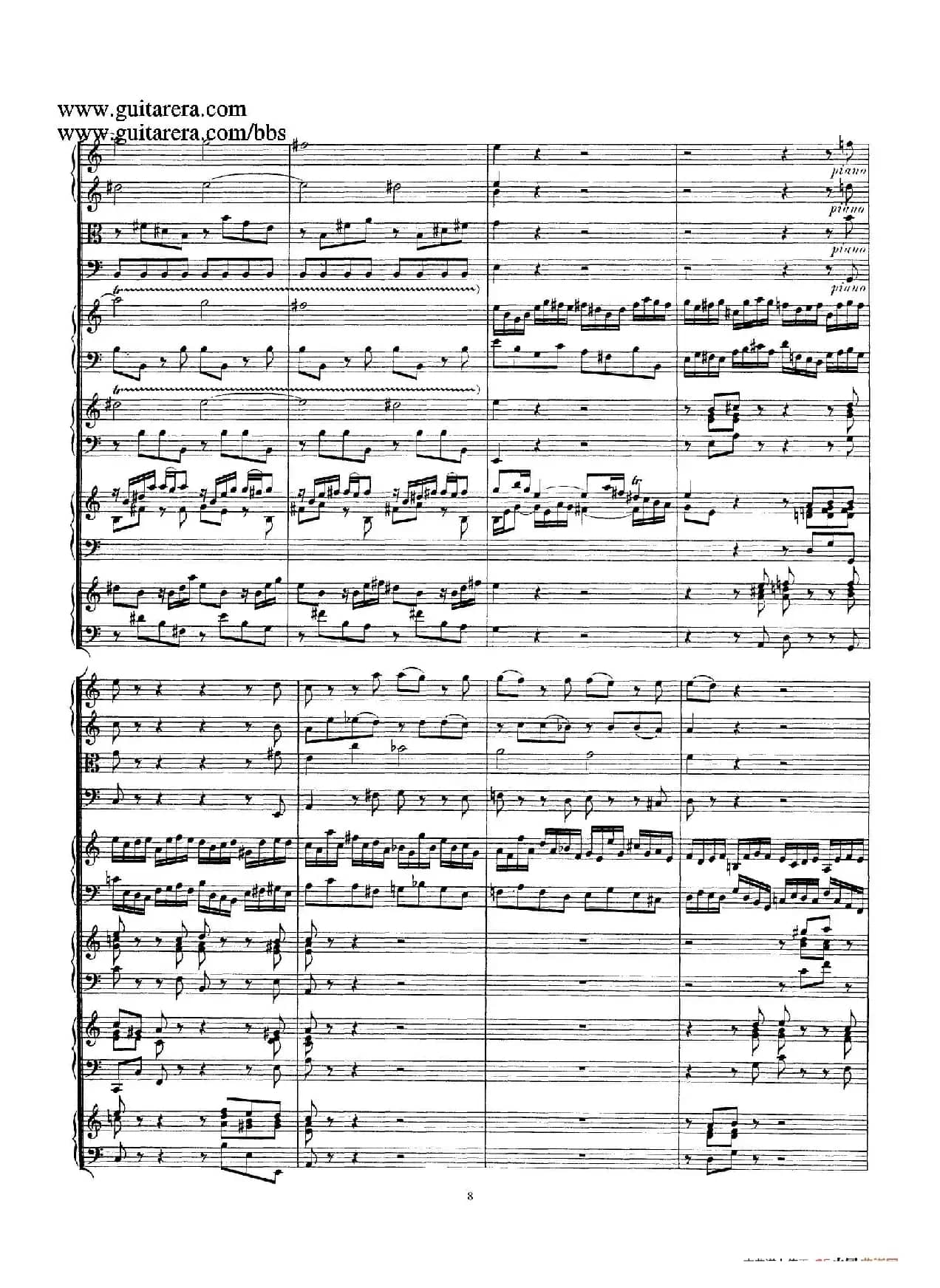 为四架古钢琴而作的a小调协奏曲 BWV 1065（总谱）