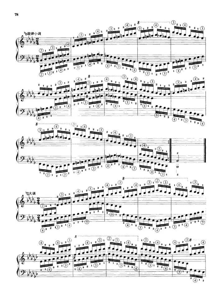 钢琴音阶练习：反向四个八度