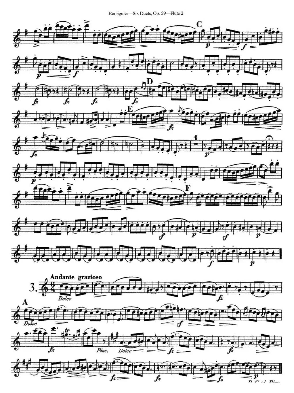 博比格6首长笛二重奏练习曲Op.59（Flute  2）