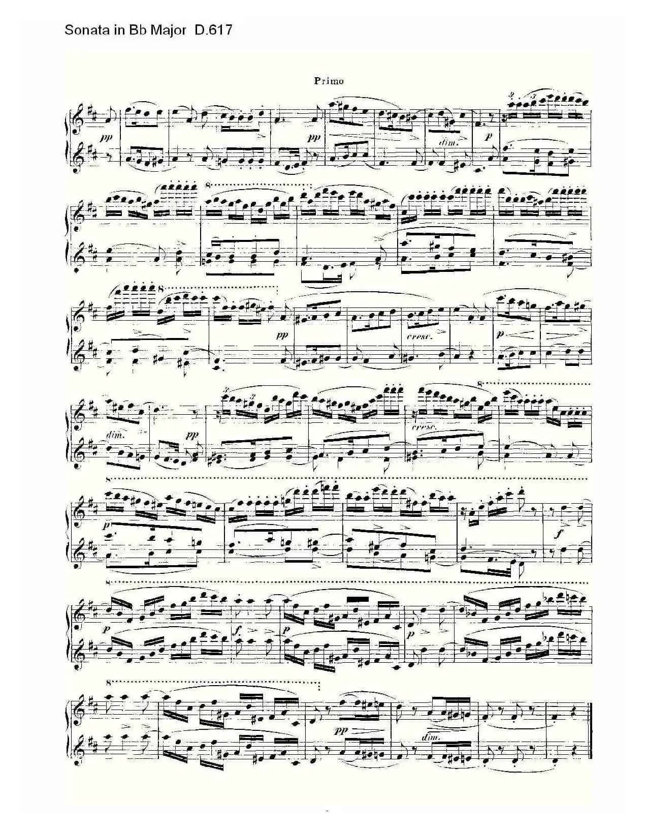 Sonata in Bb Major D.617(Bb大调奏鸣曲 D.617)