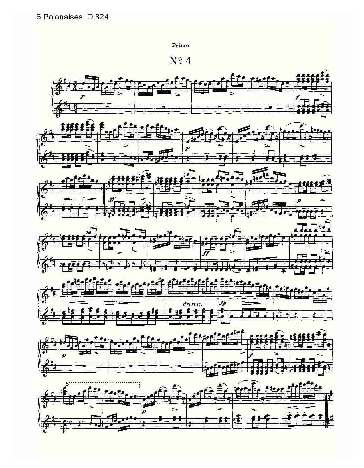 6 Polonaises D.824（6波罗乃兹舞曲 D.824）