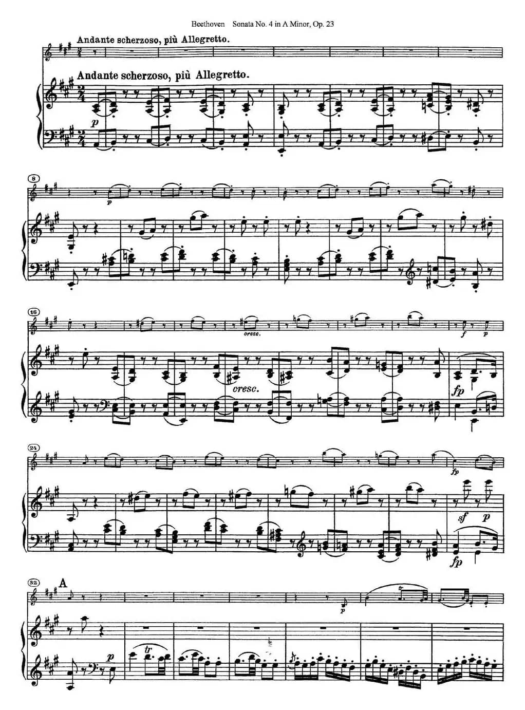 Violin Sonata No.4 in A Minor Op.23（小提琴+钢琴伴奏）