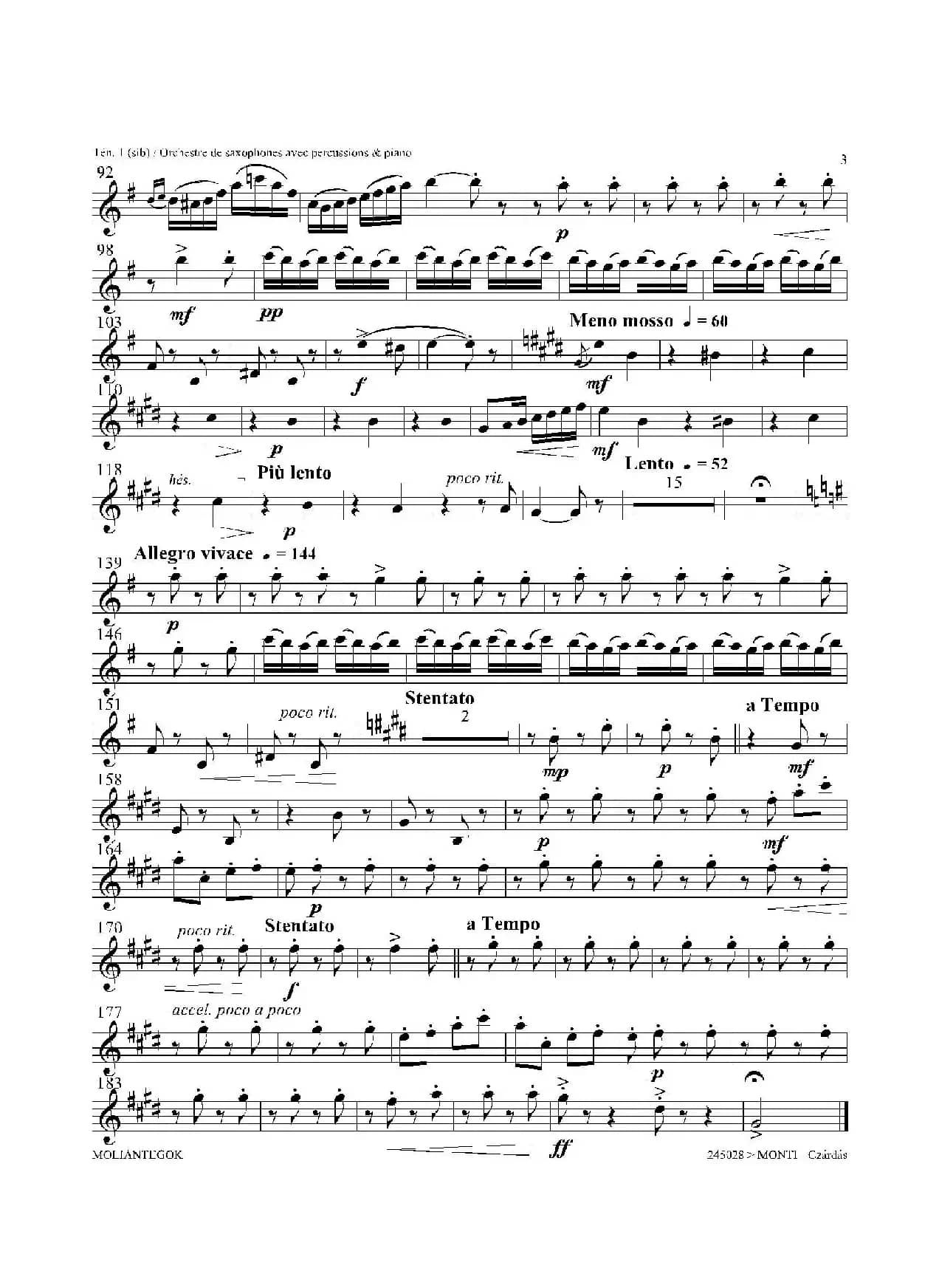 Czardas 查尔达斯（15重奏）（3支次中音萨克斯）