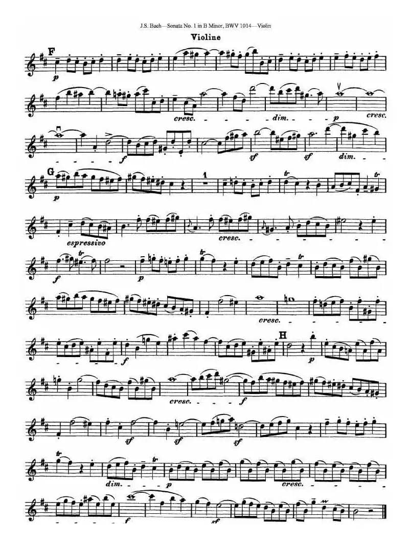 巴赫小提琴奏鸣曲No.1b小调（BWV 1014 [小提琴谱]）