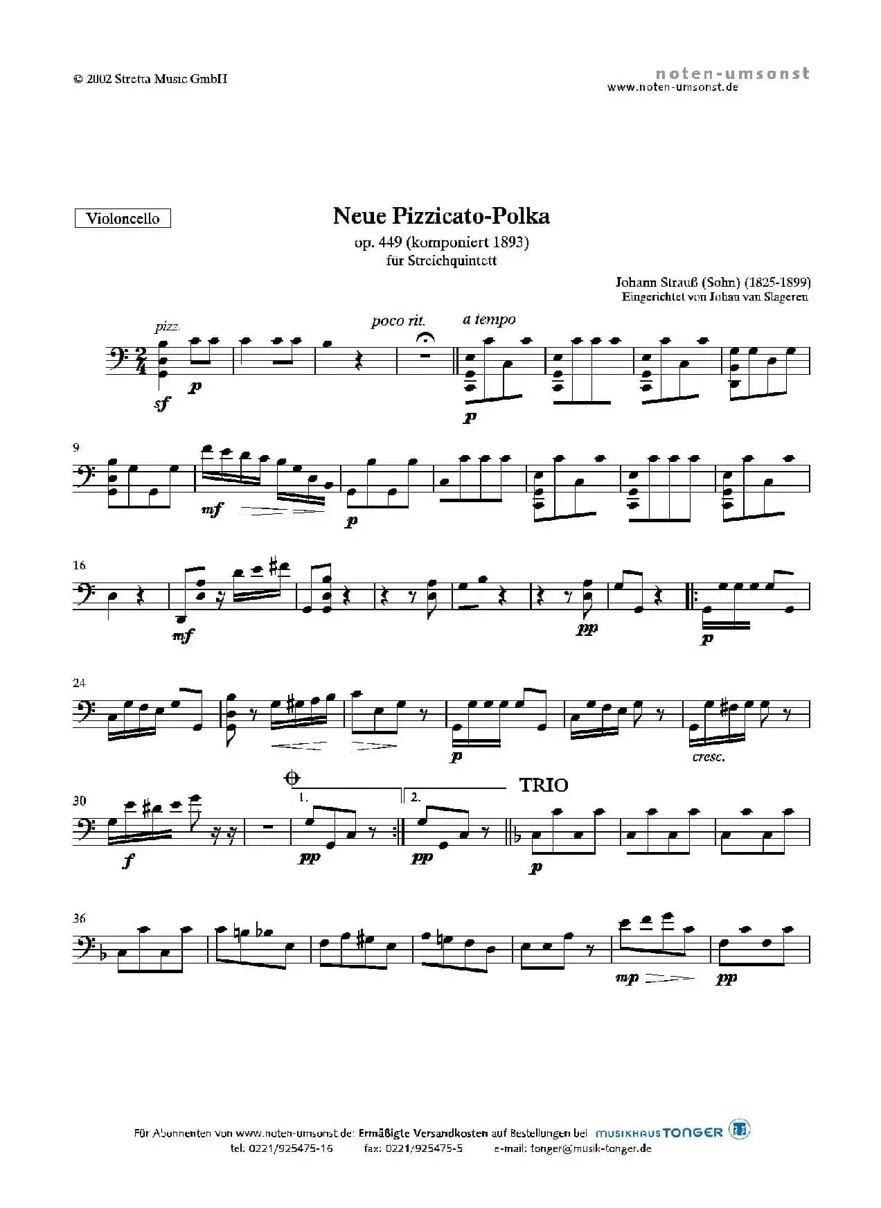 新拨弦波尔卡（弦乐五重奏总谱+分谱）